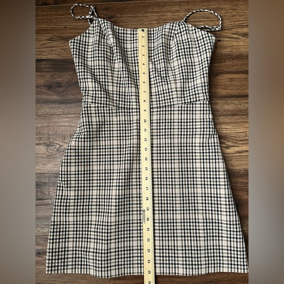 Aritzia Wilfred Isabelle Gingham Spaghetti Strap Mini Dress Cottage Western - Picture 5 of 8